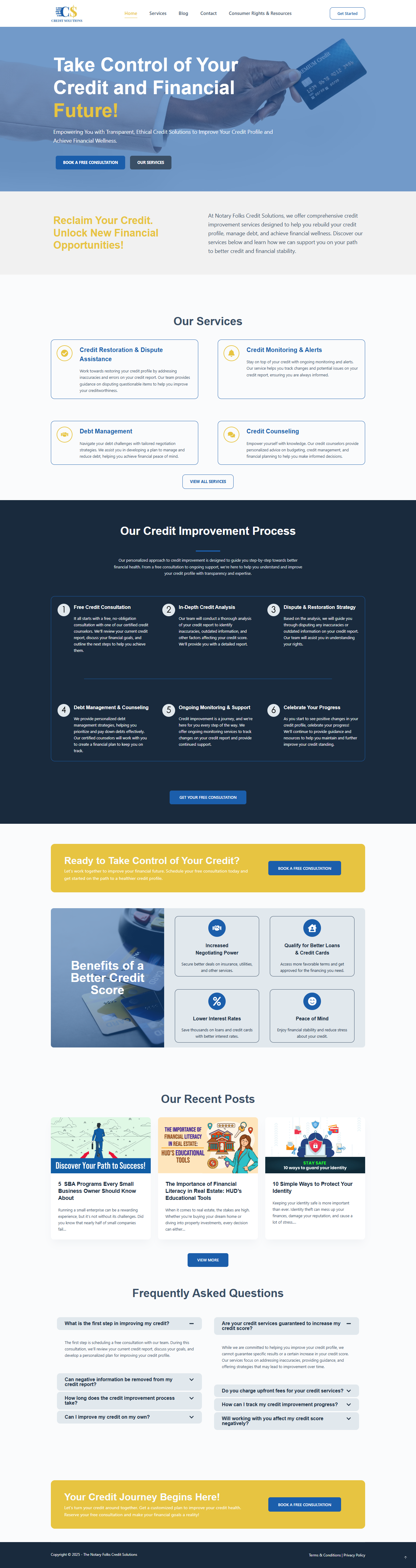 A screen record of our Affordable Web Design and Development Services made for credit solution website